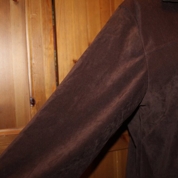 Joanna Petite Zipped Velor Jacket Choclate Brown SIze PM - Picture 5 of 7